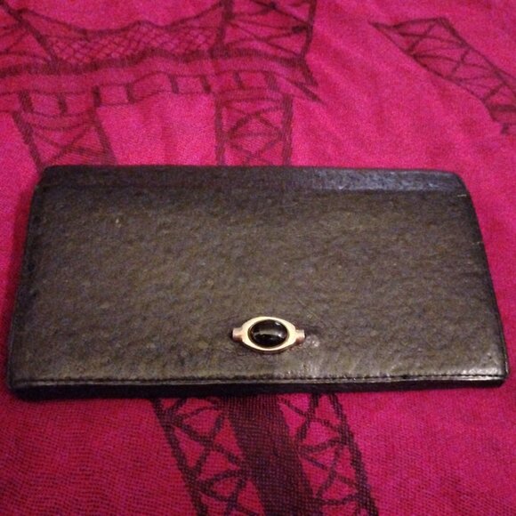 ❤️ASHNEIL Black Ostrich Leather Clutch ID Billfold Wallet - Picture 1 of 8